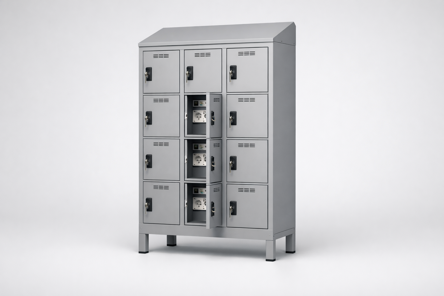 MSUV locker MSus 334v – with legs, z daszkiem - combining personal or garment storage with controlled