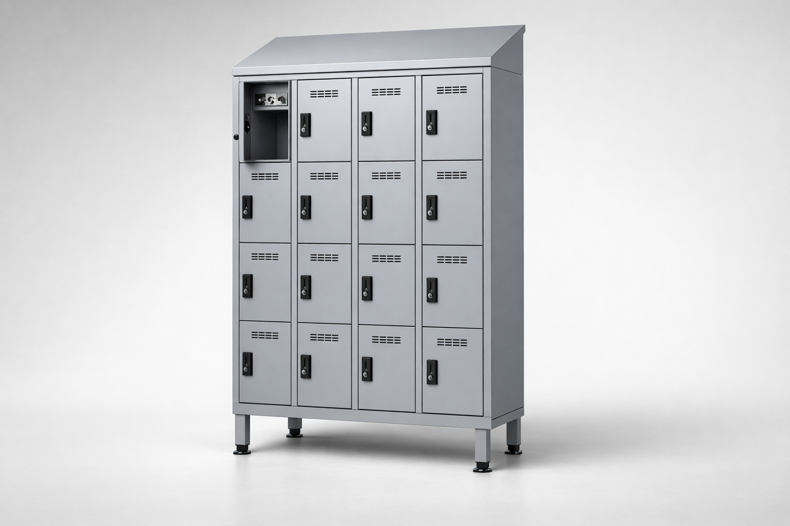 MSUV locker MSus 344v – with legs, z daszkiem - combining personal or garment storage with controlled