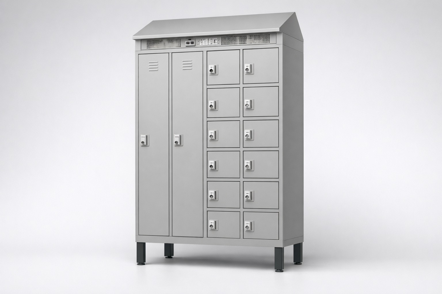 MSUV locker MSus 436v – with legs, z daszkiem - combining personal or garment storage with controlled