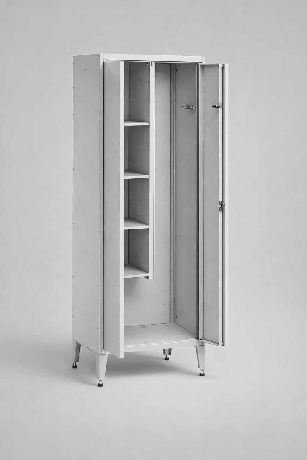 Janitorial cabinet MSU 62 – with legs - orderly storage of cleaning supplies and support