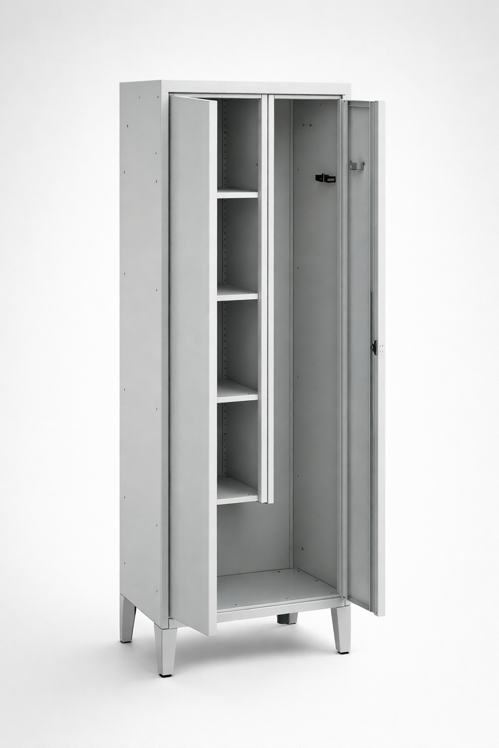 Janitorial cabinet MSU 82 – with legs - orderly storage of cleaning supplies and support
