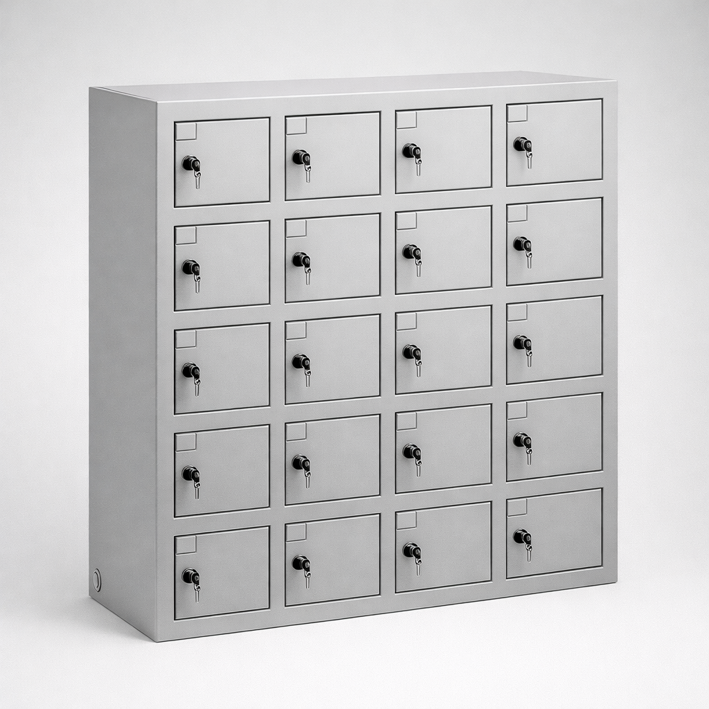 Mobile phone storage cabinet WSSv 20 - controlled deposit of mobile devices in shared