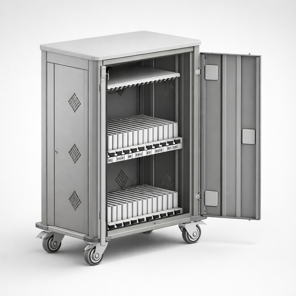 Tablet trolley WNT 33QR type F - controlled circulation, charging and secure issue of