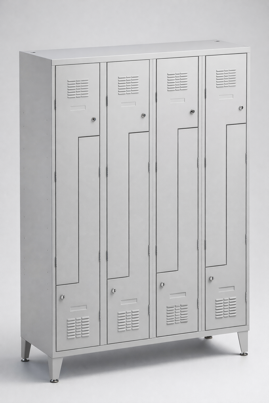 L-shaped staff locker Sul 34 W st – with legs - efficient use of changing-room space while keeping