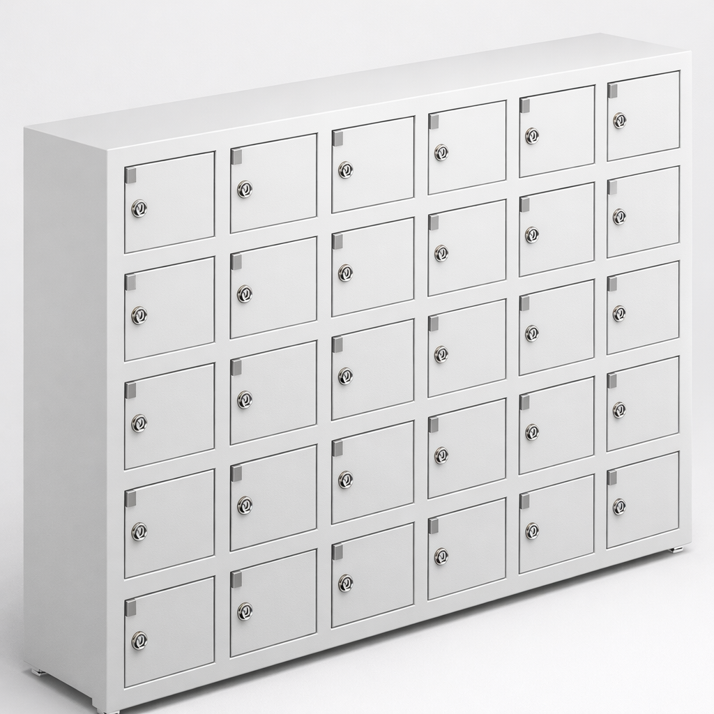 Mobile phone storage cabinet WSS 35 - controlled deposit of mobile devices in shared